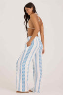 Blue Tribal Stripe Printed Gauze Pant back