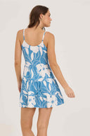 Blue Floral Printed Knot Mini Dress back