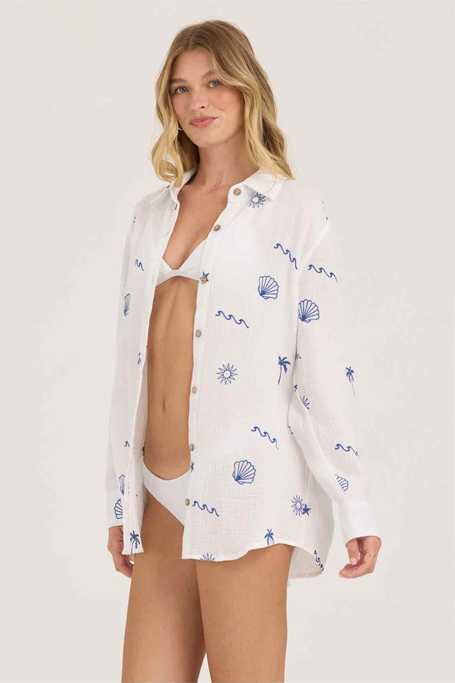 White Sea Embroidered Gauze Shirt side