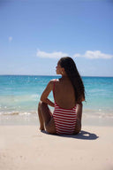 Red Striped Krinkle One Piece back