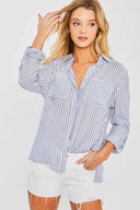 Laura Blue Striped Long Sleeve Shirt
