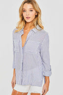 Laura Blue Striped Long Sleeve Shirt front