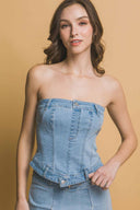 Light Denim Vest Skort Set
