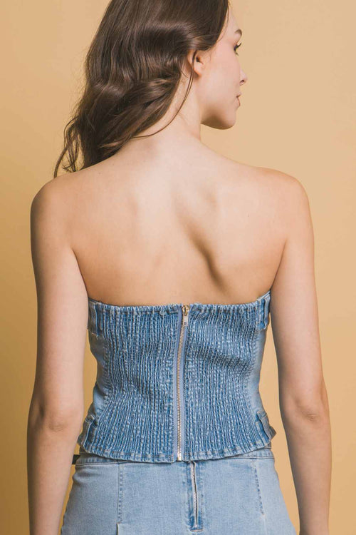 Light Denim Vest Skort Set back