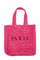 Fuchsia Paris Straw Tote Bag