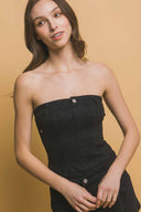 Black Denim Vest Skort Set