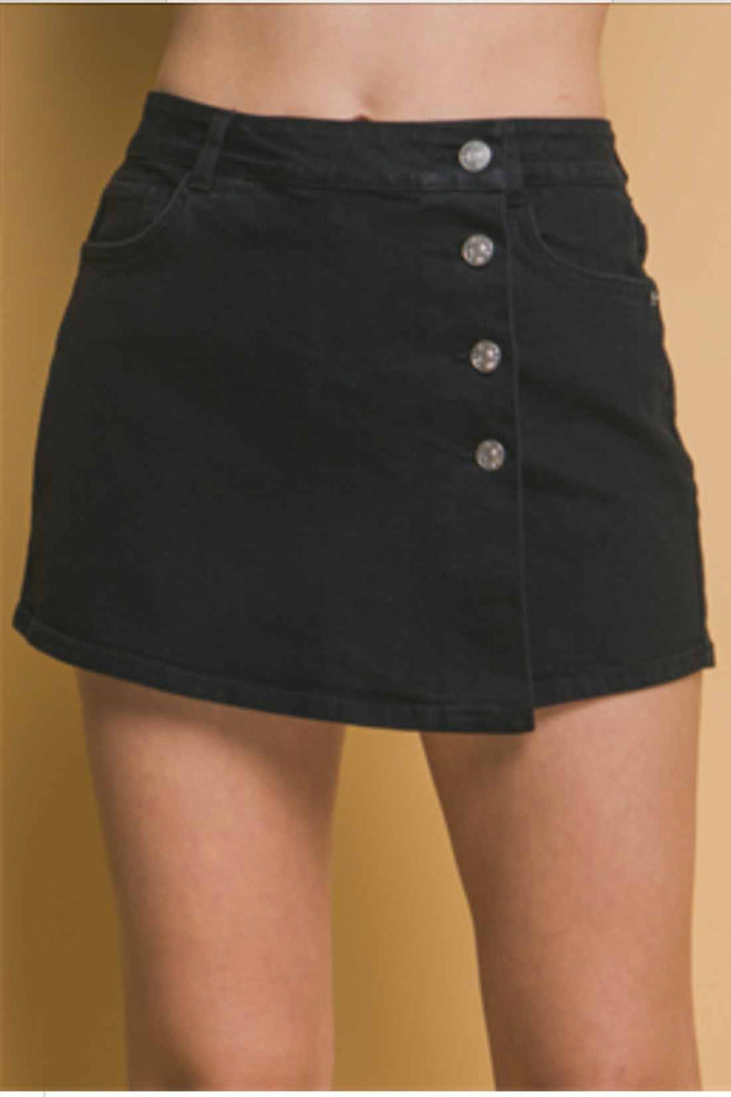 Black Denim Vest Skort Set