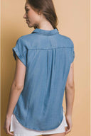 Chloe Denim Woven Short Sleeve Shirt back