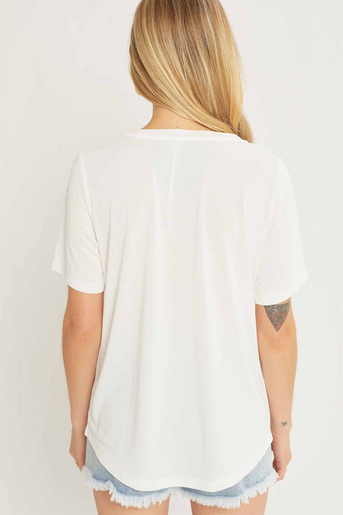 Camila White V Neck Top back