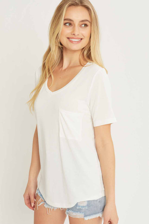 Camila White V Neck Top side