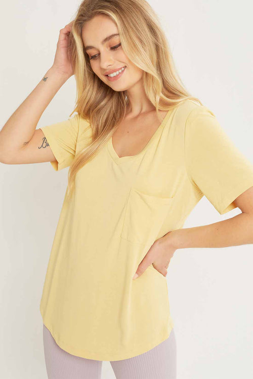 Camila Yellow V Neck Top side