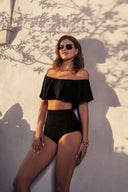 Chamela Black High Waist Bikini Set
