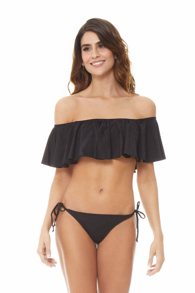 Chamela Bari Black Off Shoulder Bikini Set