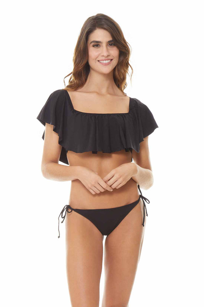 Chamela Bari Black Off Shoulder Bikini Set
