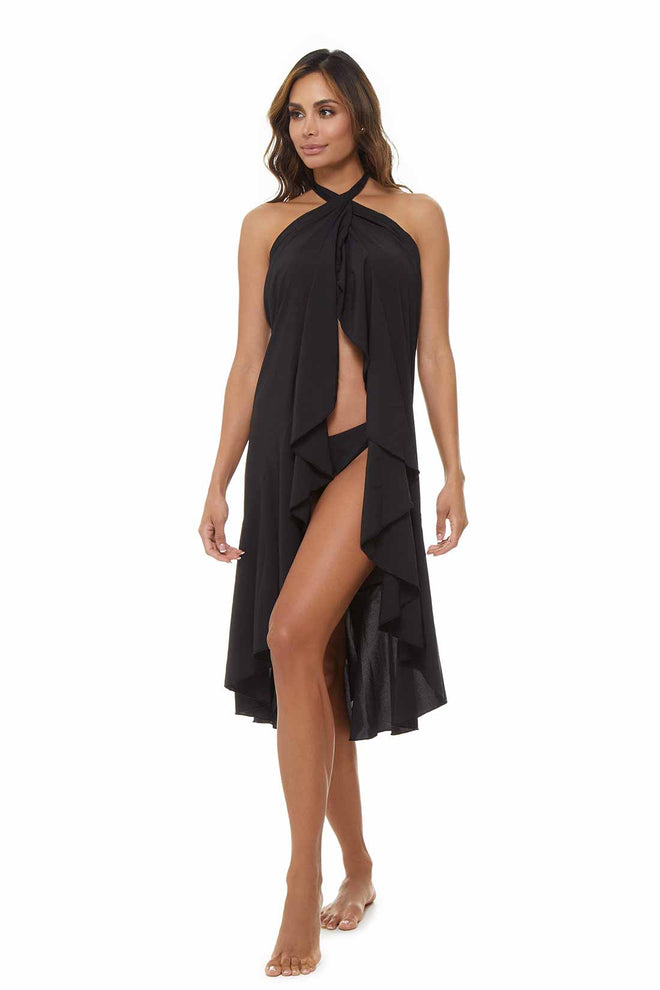 Chamela Bari Black Coverup Skirt front