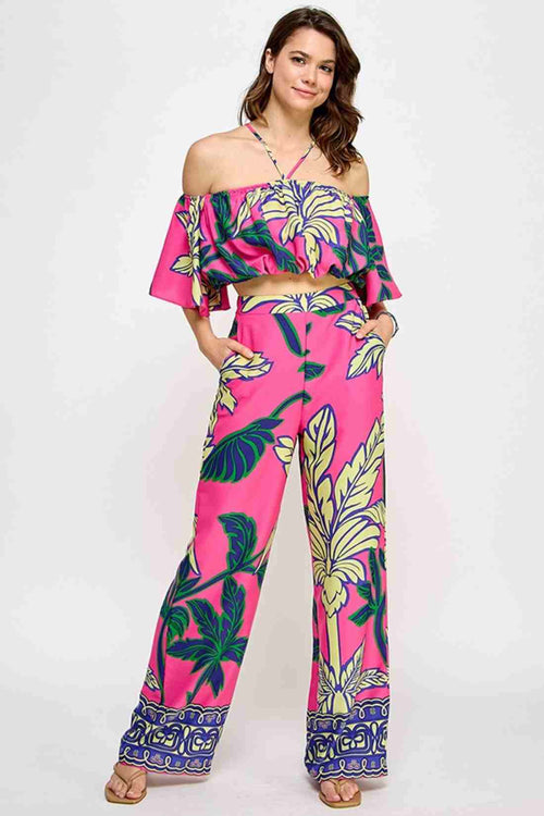 Bella Pink Off Shoulder Pants Set