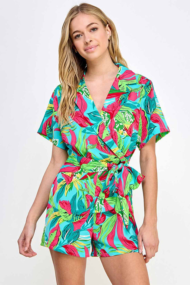 Everly Blue Printed Romper