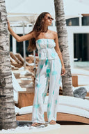 Ivory Aqua Palm Pants Set