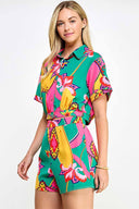 Hallie Fuchsia Printed Shorts Set side