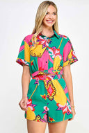 Hallie Fuchsia Printed Shorts Set