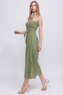 Taylor Light Olive Linen Jumpsuit side