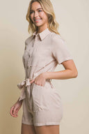 Vitto Khaki Woven Tencel Romper side