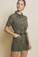 Vitto Olive Woven Tencel Romper side