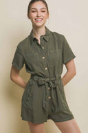 Vitto Olive Woven Tencel Romper