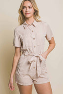Vitto Khaki Woven Tencel Romper