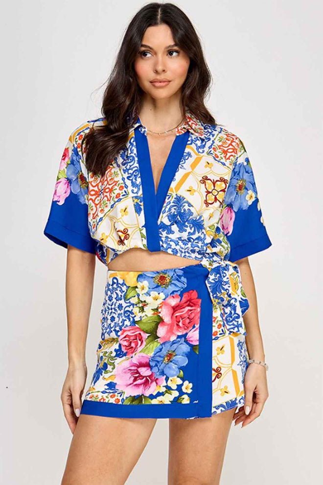 Blue Patch Skort Set