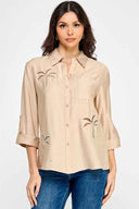 Natural Palm Embroidery Shirt