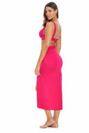 Chamela Rising Fuchsia Coverup Skirt back