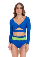 Chamela Azure Long Sleeve Bikini Set