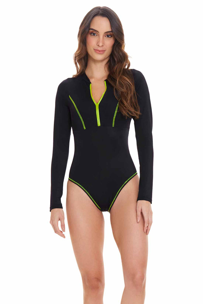 Chamela Afterglow Black Long Sleeve One Piece