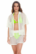 Chamela Afterglow Ivory Mesh Shorts Set