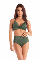 Chamela Manglar Olive High Waist Bikini Set front