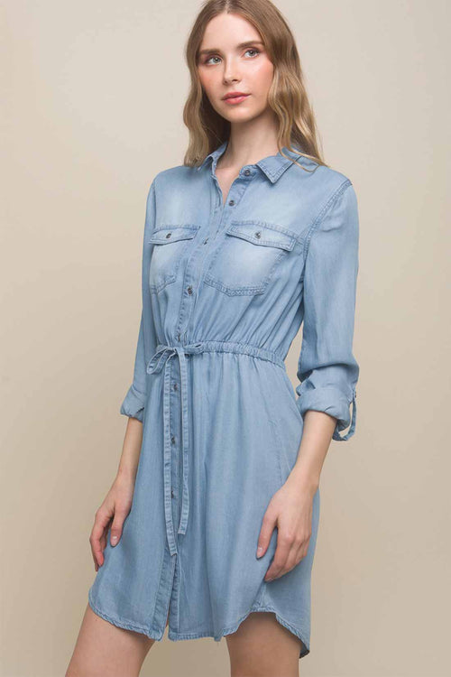 Eve Denim Long Sleeve Shirt Mini Dress