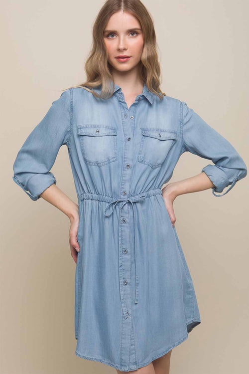 Eve Denim Long Sleeve Shirt Mini Dress