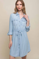 Eve Light Denim Long Sleeve Shirt Mini Dress
