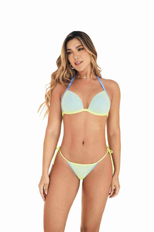 Chamela Good Vibes Mesh Bikini Set front