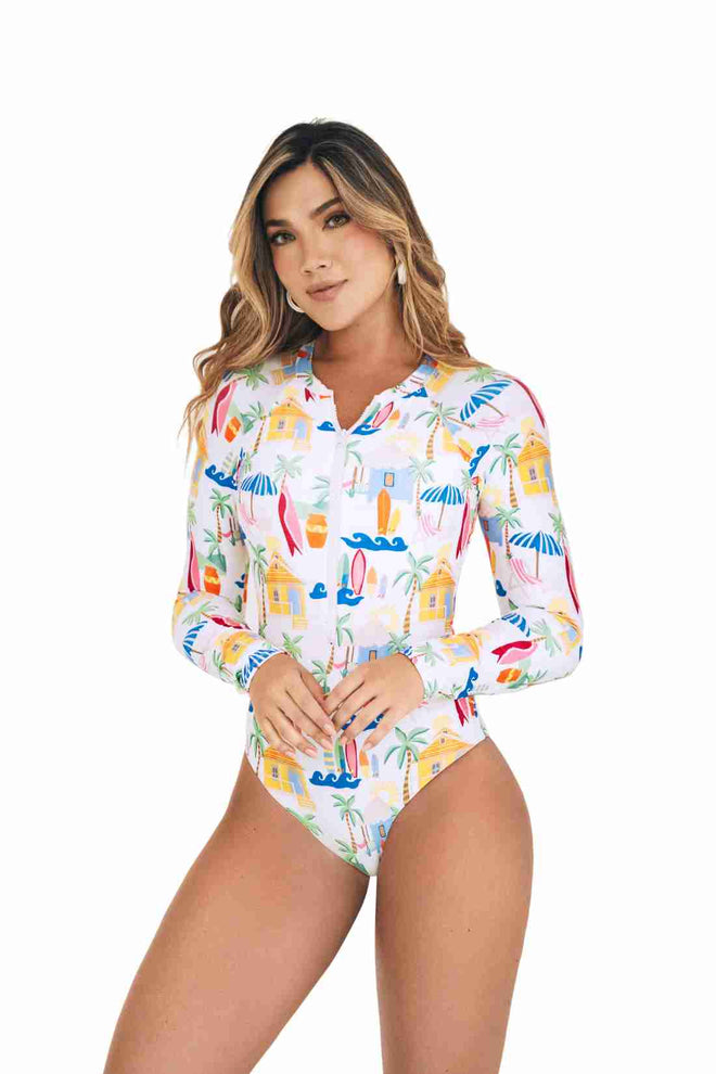 Chamela Good Vibes Long Sleeve One Piece front