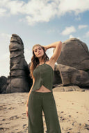 Chamela Isla Palma Green Pants Set detail