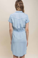 Silvia Light Denim Shirt Mini Dress back