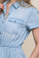 Silvia Light Denim Shirt Mini Dress detail