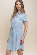 Silvia Light Denim Shirt Mini Dress side