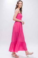 Thalia Fuchsia Strapless Maxi Dress side