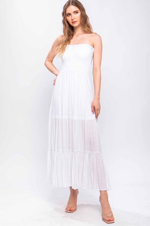 Thalia White Strapless Maxi Dress