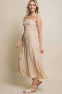 Camila Tan Smocked Midi Dress side
