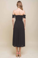 Nerea Black Off Shoulder Midi Dress back