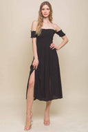 Nerea Black Off Shoulder Midi Dress